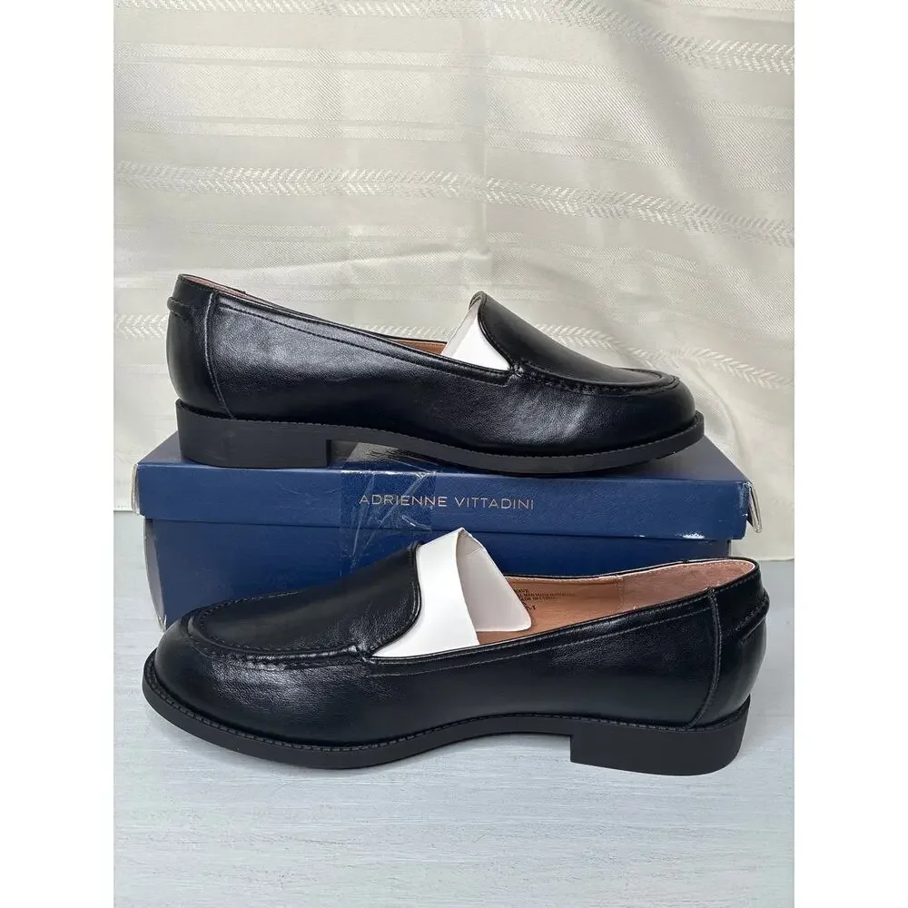 NIB Adrienne Vittadini Wave Womens 9 M Black Moc Toe Slip On Loafer Shoes